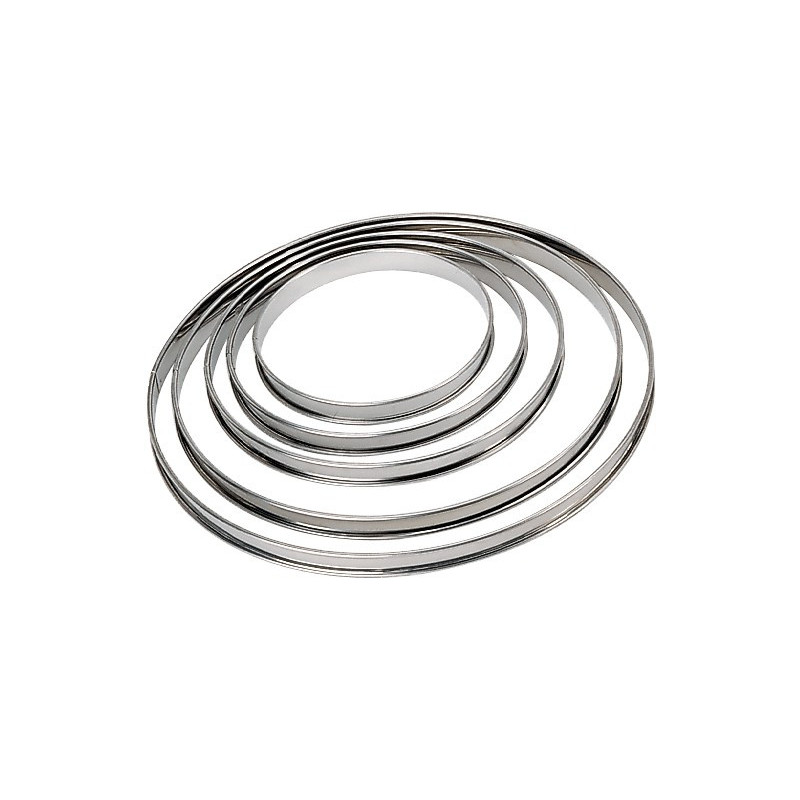 CERCLE A TARTE INOX PERFORE BORD ROULE