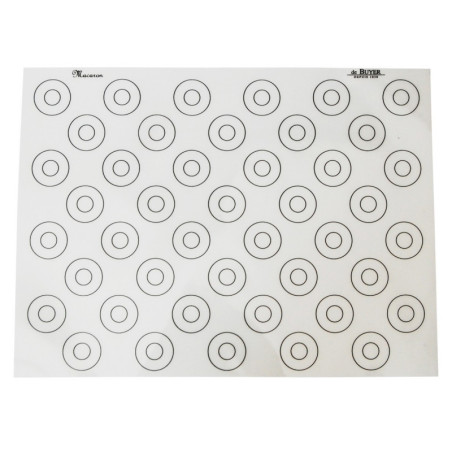 TAPIS SILICONE DE CUISSON SPECIAL MACARON IMPRIME NOIR 40X30CM 38 REPERES