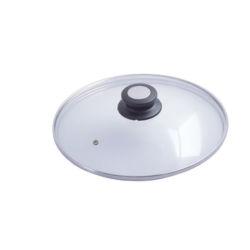 COUVERCLE VERRE  BOUTON BAKELITE/INOX 28  CM DE BUYER 