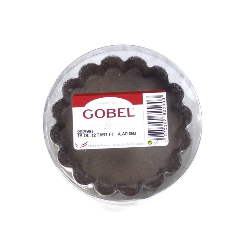 Boite 12  tartelettes rondes cannelees fond fixe GOBEL
