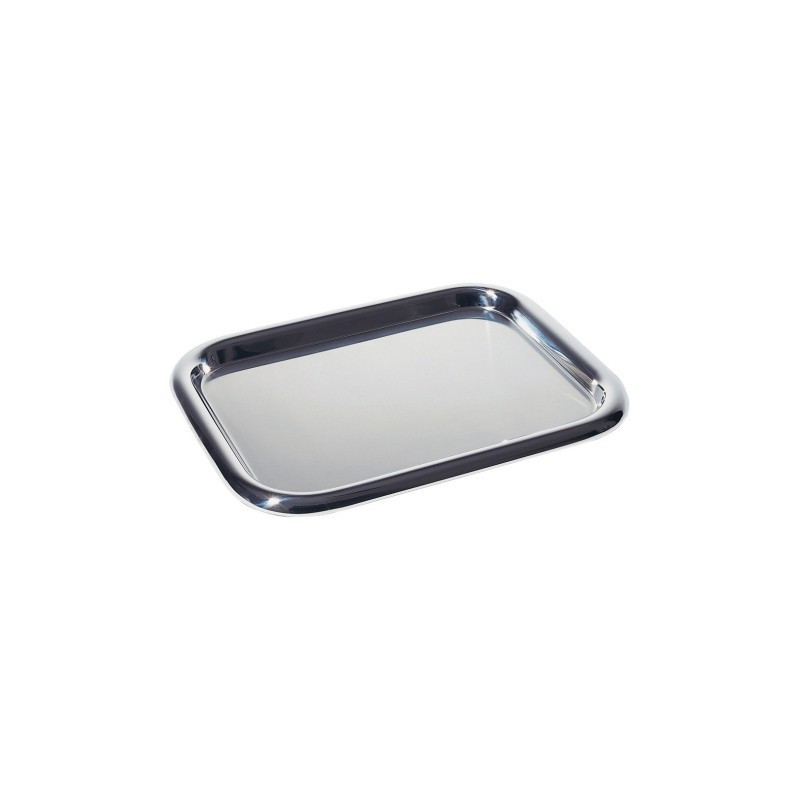 CABARET RECTANGULAIRE EN ACIER INOXYDABLE 18/10 SATINEE BORD BRILLANT