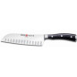 COUTEAU SANTOKU 17 CM LAME ALVEOLEE MANCHE NOIR WÜSTHOF