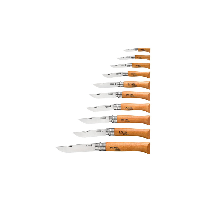 COFFRET COLLECTION 10 COUTEAUX CARBONE BOIS OPINEL