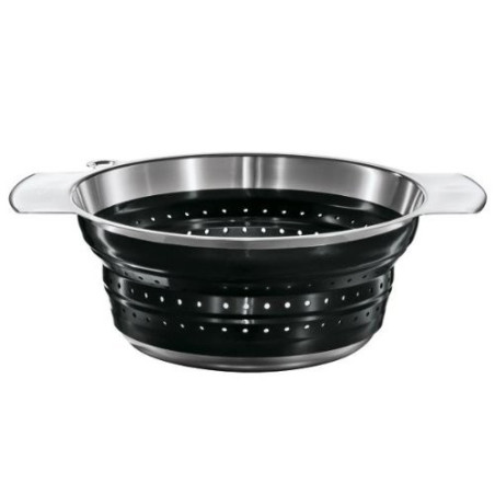 Passoire pliable Ã 20 cm acier/silicone - noir
