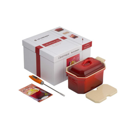 COFFRET FOIE GRAS AVEC PRESSE ET THERMOMETRE LE CREUSET