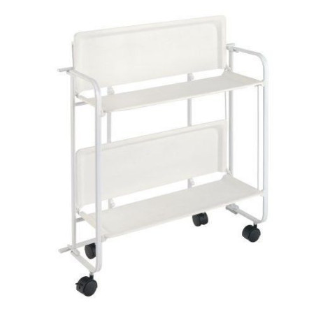 TABLE ROULANTE BLANCHE 2 ETAGES METAL CASA