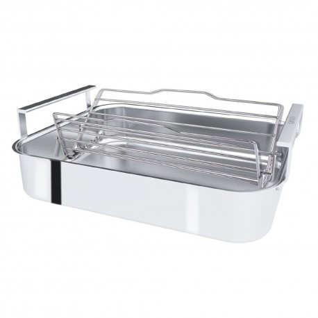 PLAT FOUR RECTANG TRILAMINE 40X31CM 2 ANSES LARGES+GRILLE INOX+THERMOMETRE  CRISTEL - Emprin