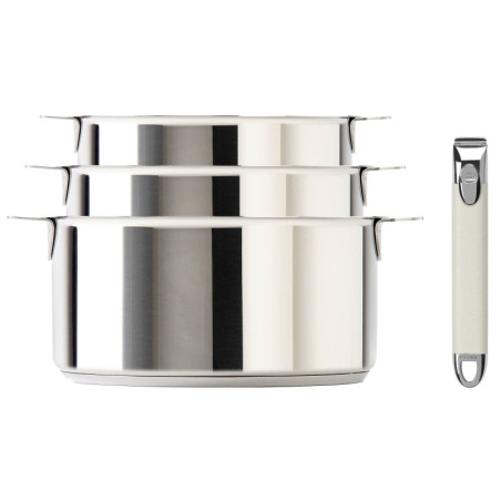 SERIE DE 3 CASSEROLES MUTINE AMOVIBLES 16 A  20 CM + 1 POIGNEE ZENITH CRISTEL