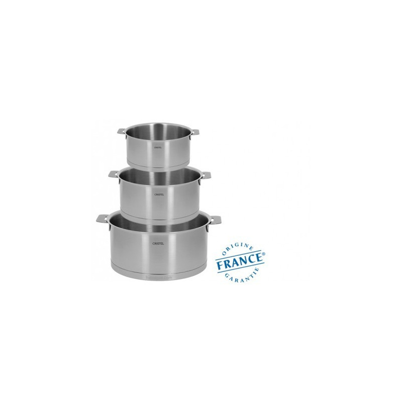 SERIE 3 CASSEROLES CRISTEL STRATE AMOVIBLE 16 A 20 CM CRISTEL