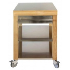 COOKMOBIL 60 CM LONGUEUR, TOP BOIS, ETAGERES ET FACADE DE TIROIR INOX 