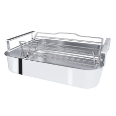 PLAT FOUR RECTANG TRILAMINE 40X31CM 2 ANSES LARGES+GRILLE INOX+THERMOMETRE